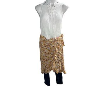 Rachel Zoe wrap floral yellow skirt size M